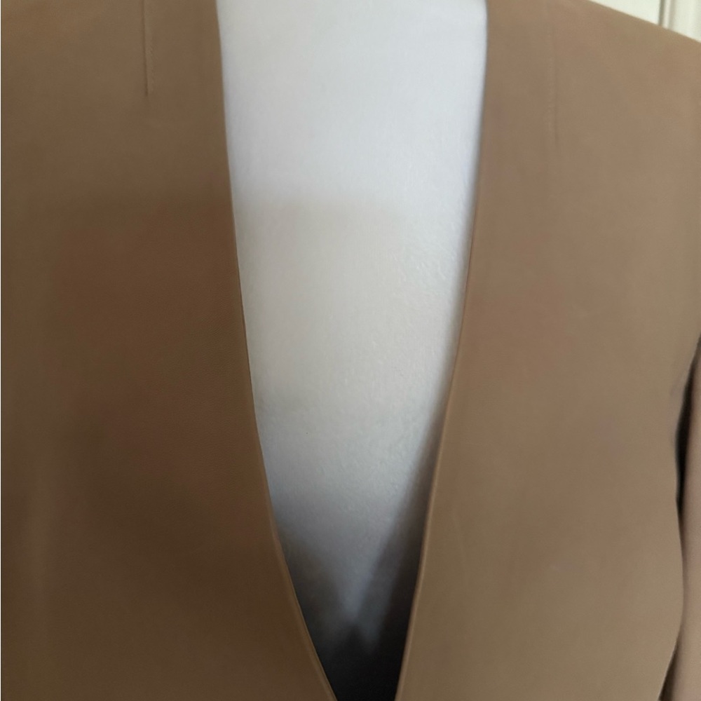 Joie Taupe Open Front Lambskin Leather Jacket - Picture 6 of 14